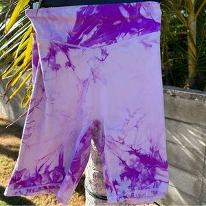 Purple tie-dye biker shorts